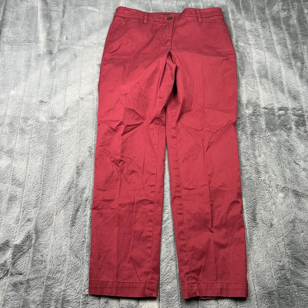 Talbots The Perfect Chino Pants Womens 4P Burgundy Red Straight Leg Stretch